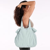Lightweight Nylon Shopper Tote Bag 18L Side-Cinch Shoulder Bag - Mint