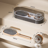Air Cushion Massage Hair Brush Set with Wall Mount Holder Base - Golden