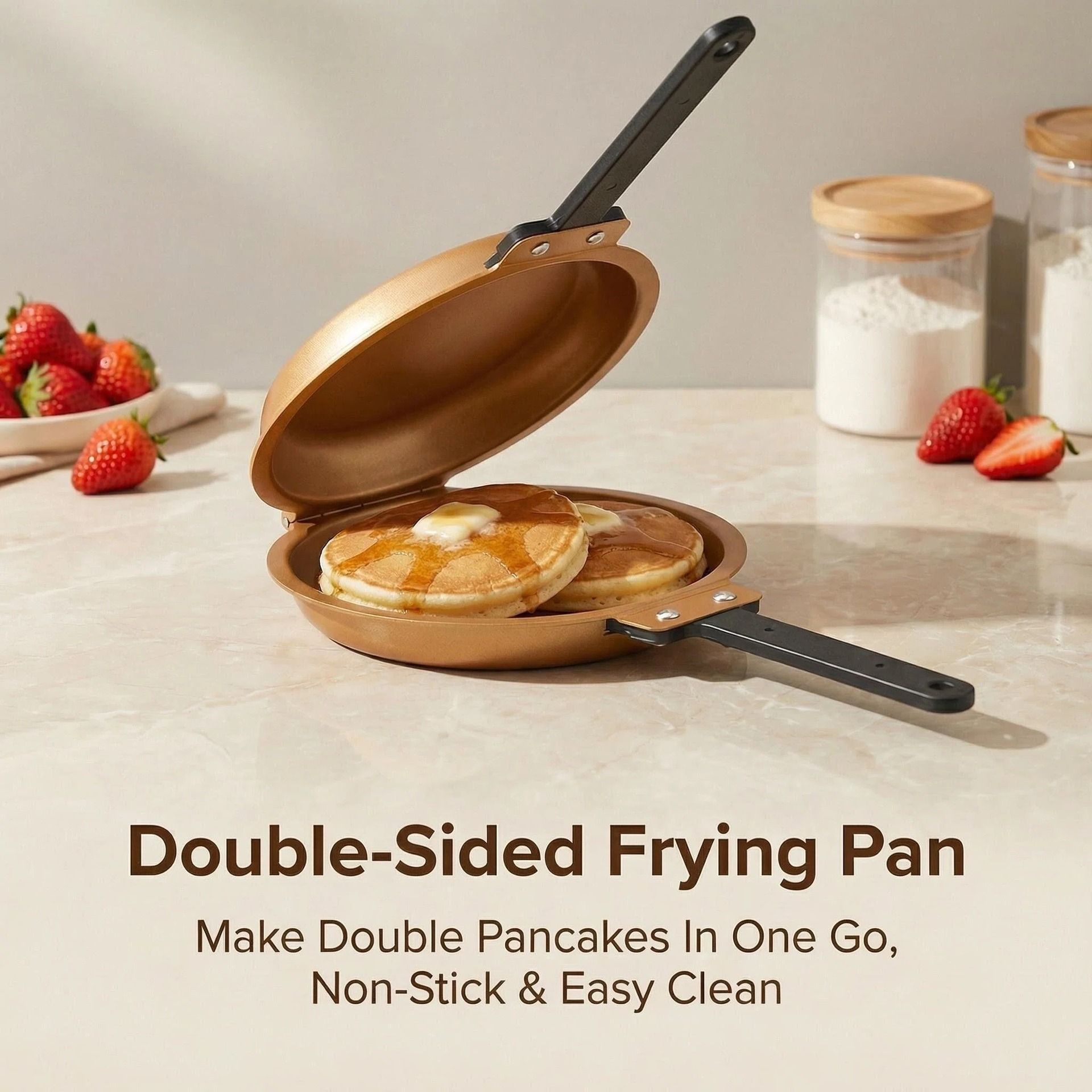 Double Sided Pancake Maker Flip Pan Non-Stick Omelette Egg Frying Pan 15cm