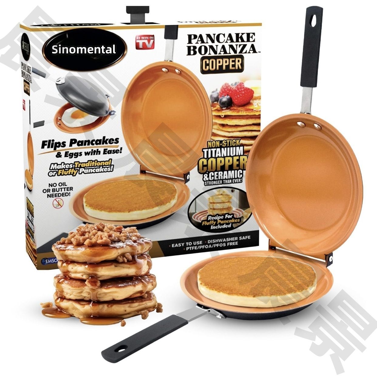 Double Sided Pancake Maker Flip Pan Non-Stick Omelette Egg Frying Pan 15cm