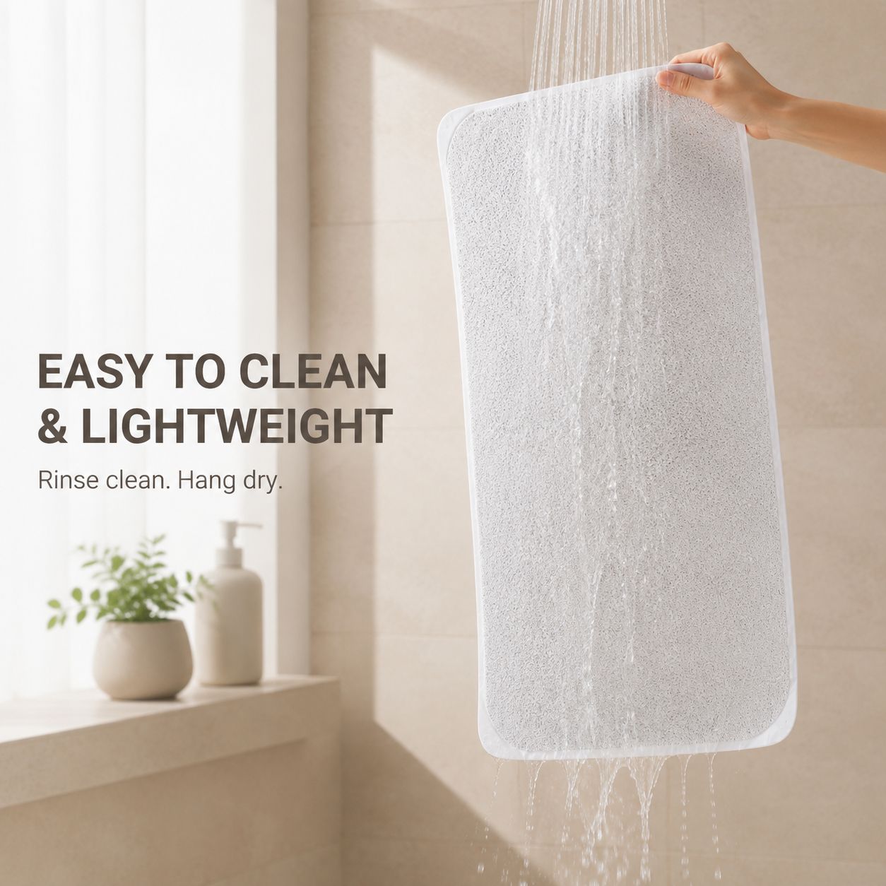 2 Pack Non-Slip Loofah Shower Mats 75x44cm Bathroom Bath Mat Machine Washable with Suction Caps Quick Drain