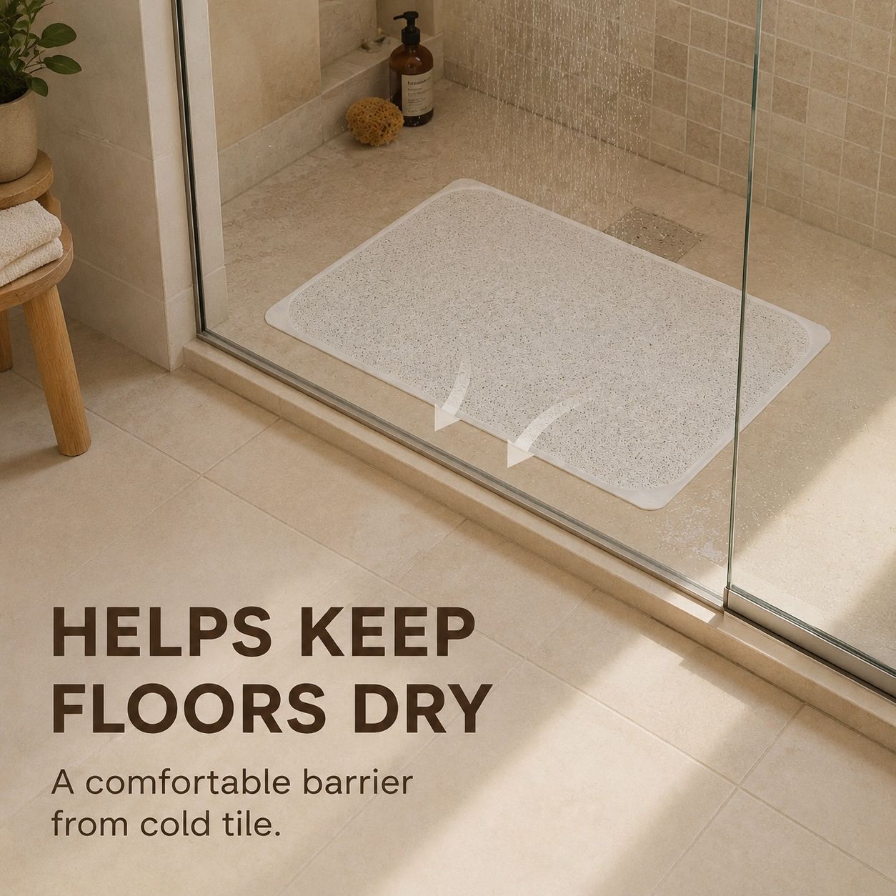 2 Pack Non-Slip Loofah Shower Mats 75x44cm Bathroom Bath Mat Machine Washable with Suction Caps Quick Drain