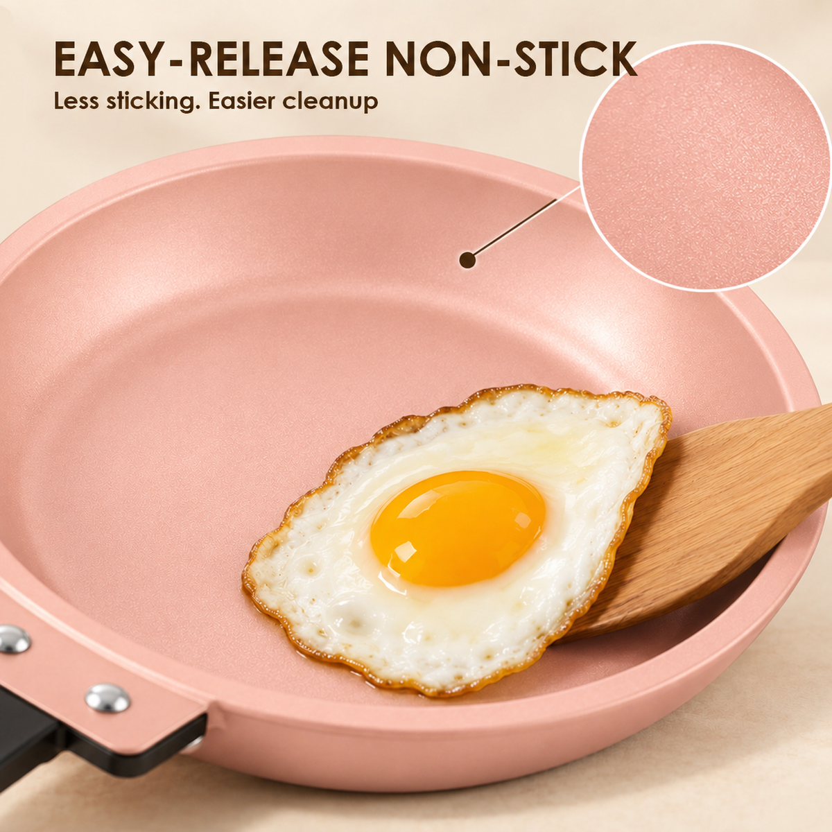 Double-Sided Non-Stick Frying Pan, Flip Pancake Pan with Heat-Resistant Handle for Eggs, Pancakes & Toast, Gas Electric & Ceramic Stoves-Pink