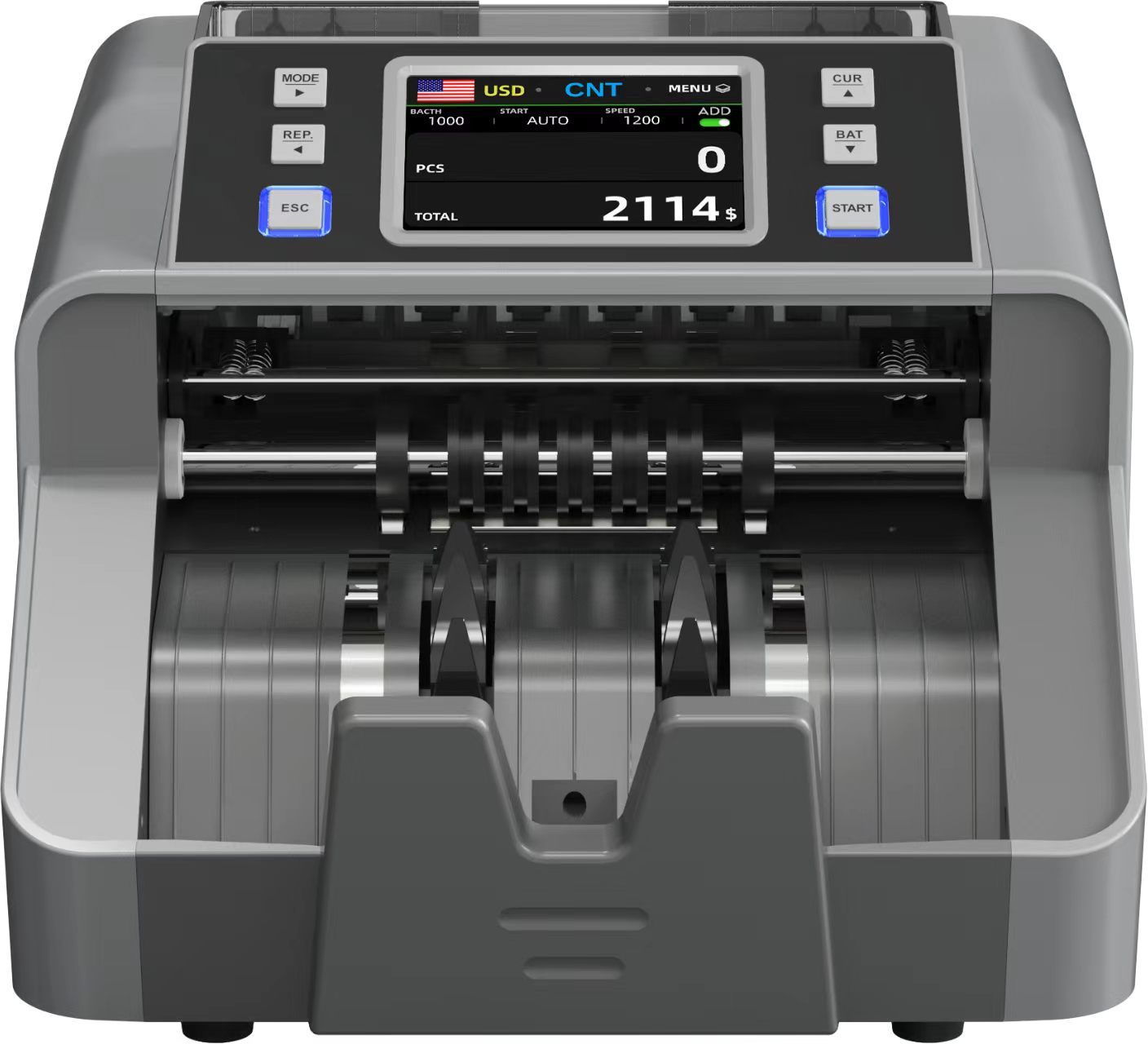 Mixed Denomination Money Counter with Counterfeit Detection, Touch Screen, and CIS/UV/MG/IR/MT, USD, AUD, EUR, CAD Cash Counter for Business, Merchant