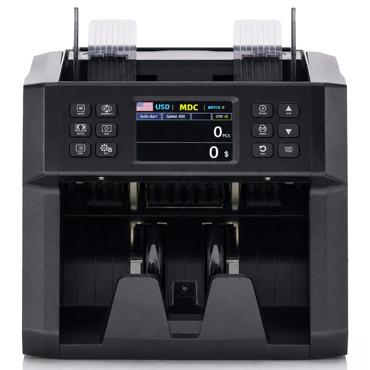 Dual CIS Money Counter with Counterfeit Detection, Mixed Value Bill Counter, 14 Currency Cash Counting Machine with Serial Number Reading, UV MG IR MT Detection, 3.5" TFT Display, AUD USD EUR GBP CNY