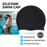 Silicone Swimming Cap Large Waterproof Swim Hat for Long Hair Men Women Adults-Yellow