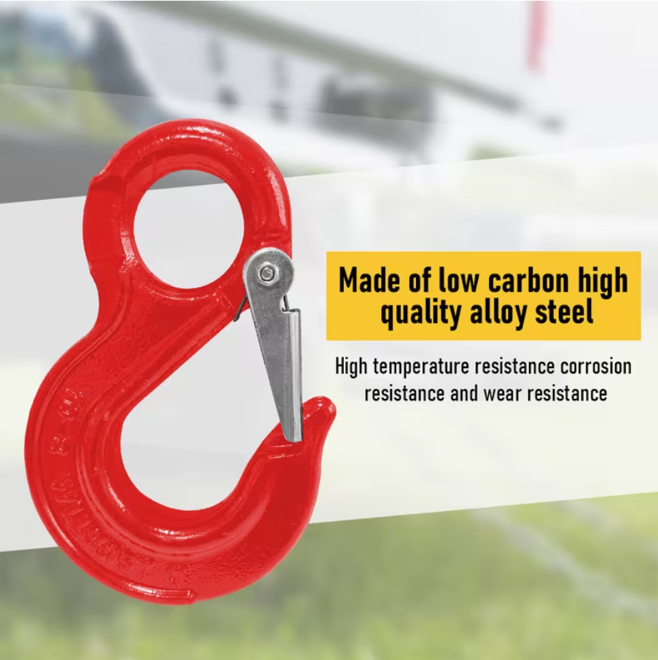 2SET 1.12T Sling Hook Heavy Duty Hammerlock/Slip Hook Kit With Swivel Winch & Safety Latch-Red
