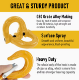 2SET 1.12T Sling Hook Heavy Duty Hammerlock/Slip Hook Kit With Swivel Winch & Safety Latch-Yellow