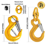 2SETS 2T Sling Hook With Hammerlock Heavy Duty Safety Latch Swivel Winch Hook For Trailer Safety Chain-Yellow
