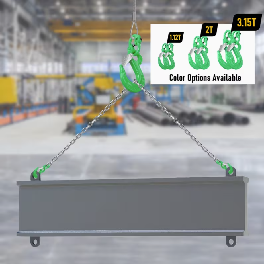 2SET 3.15T Sling Hook Heavy Duty Hammerlock/Slip Hook Kit With Swivel Winch & Safety Latch-Green