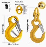 2SET 3.15T Sling Hook Heavy Duty Hammerlock/Slip Hook Kit With Swivel Winch & Safety Latch- Yellow