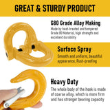 2SET 3.15T Sling Hook Heavy Duty Hammerlock/Slip Hook Kit With Swivel Winch & Safety Latch- Yellow