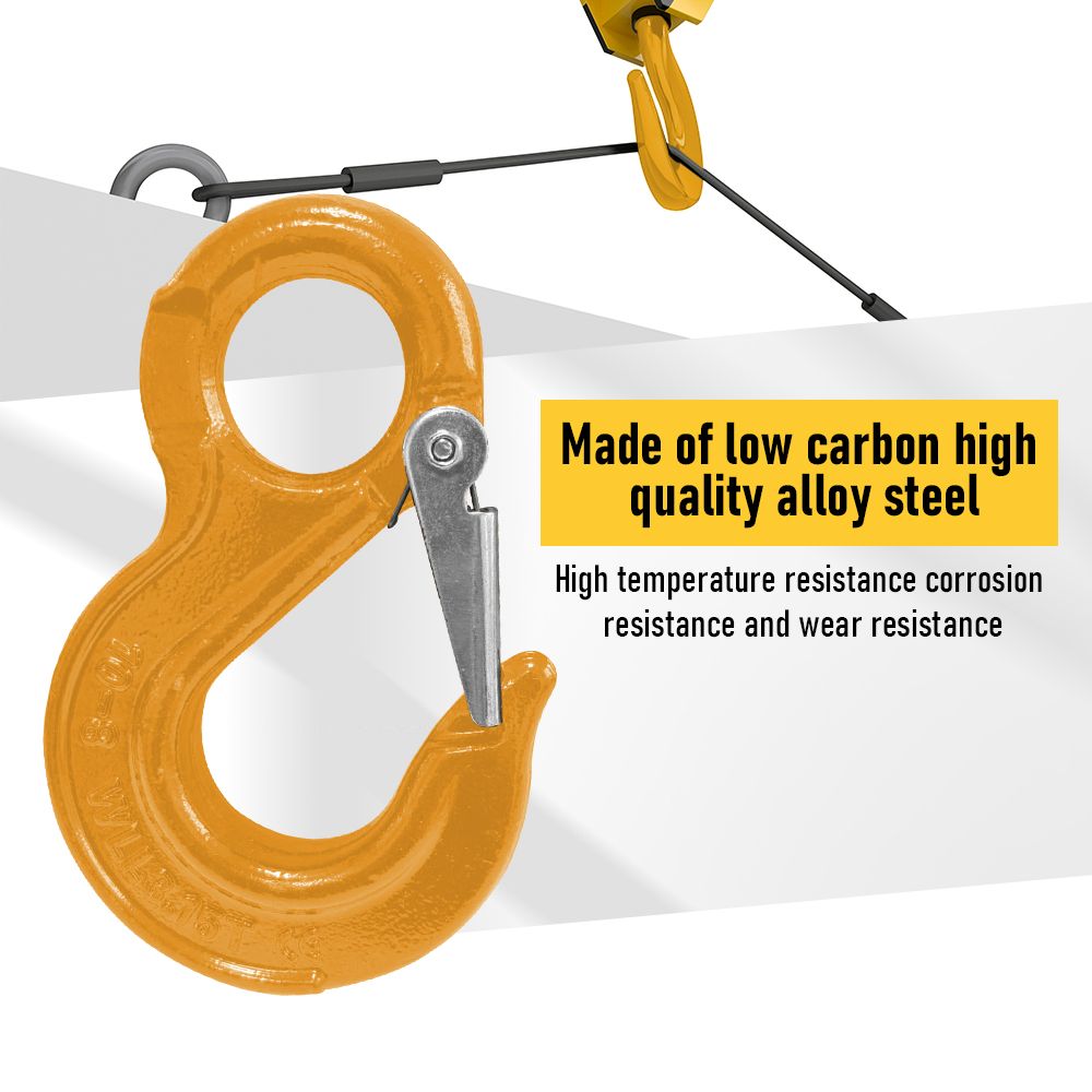 2SET 3.15T Sling Hook Heavy Duty Hammerlock/Slip Hook Kit With Swivel Winch & Safety Latch- Yellow