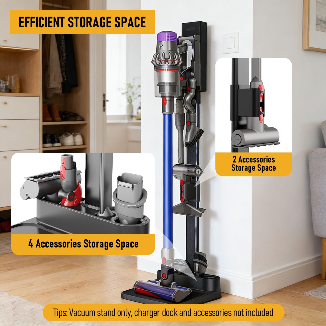 Freestanding Holder for Dyson Vacuum Stand – Suitable for Dyson V6 V7 V8 V10 V11 V12 V15 Vacuum Cleaners