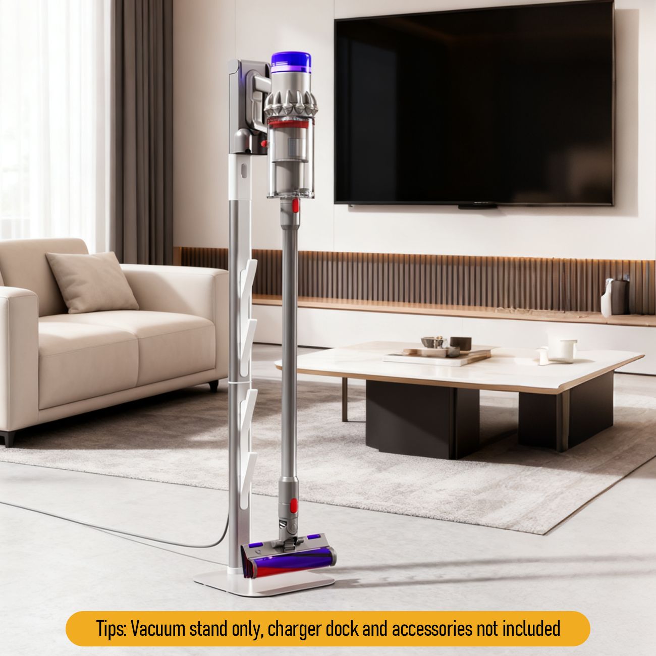 Freestanding Holder for Dyson Vacuum Stand â€“ Suitable for Dyson V6 V7 V8 V10 V11 V12 V15 Gen5 & DC series Vacuum Cleaners, Elegant & Stable Standing Dock Accessory Storage Stand for Dyson Stand