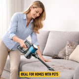 8-in-1 Cordless Vacuum Cleaner 2 Modes Anti-Tangle Brush For Pet Hair On Hardwood Floors & Carpets