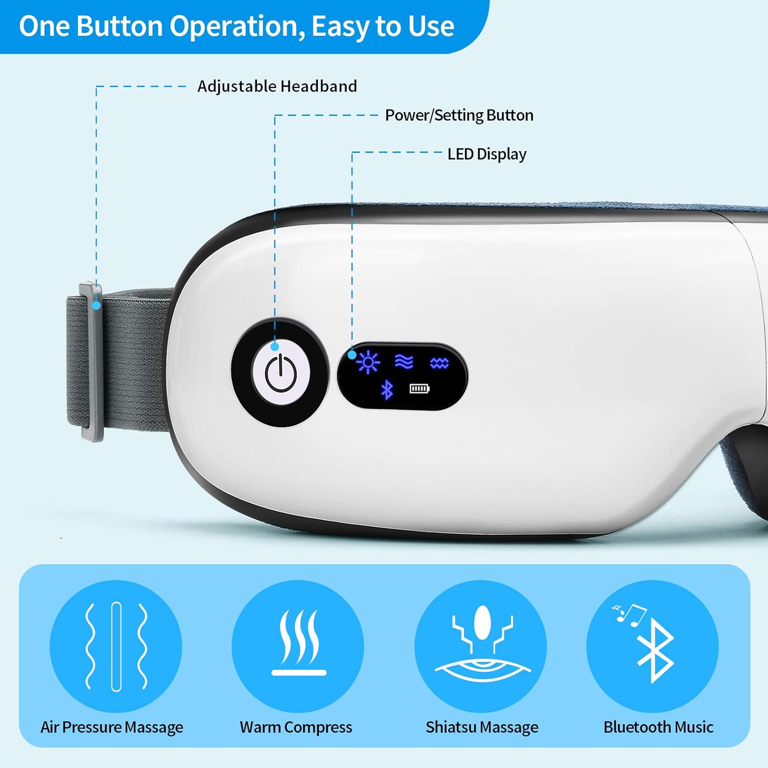 Eye Massager with Heat, Vibration and Warm Compress, Smart Sleeping Eyes Mask with Bluetooth Can Connect with Phone for Music
