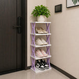 5-tier Vertical Shoe Rack Foldable, Corner Shelf for Narrow Space,Purple