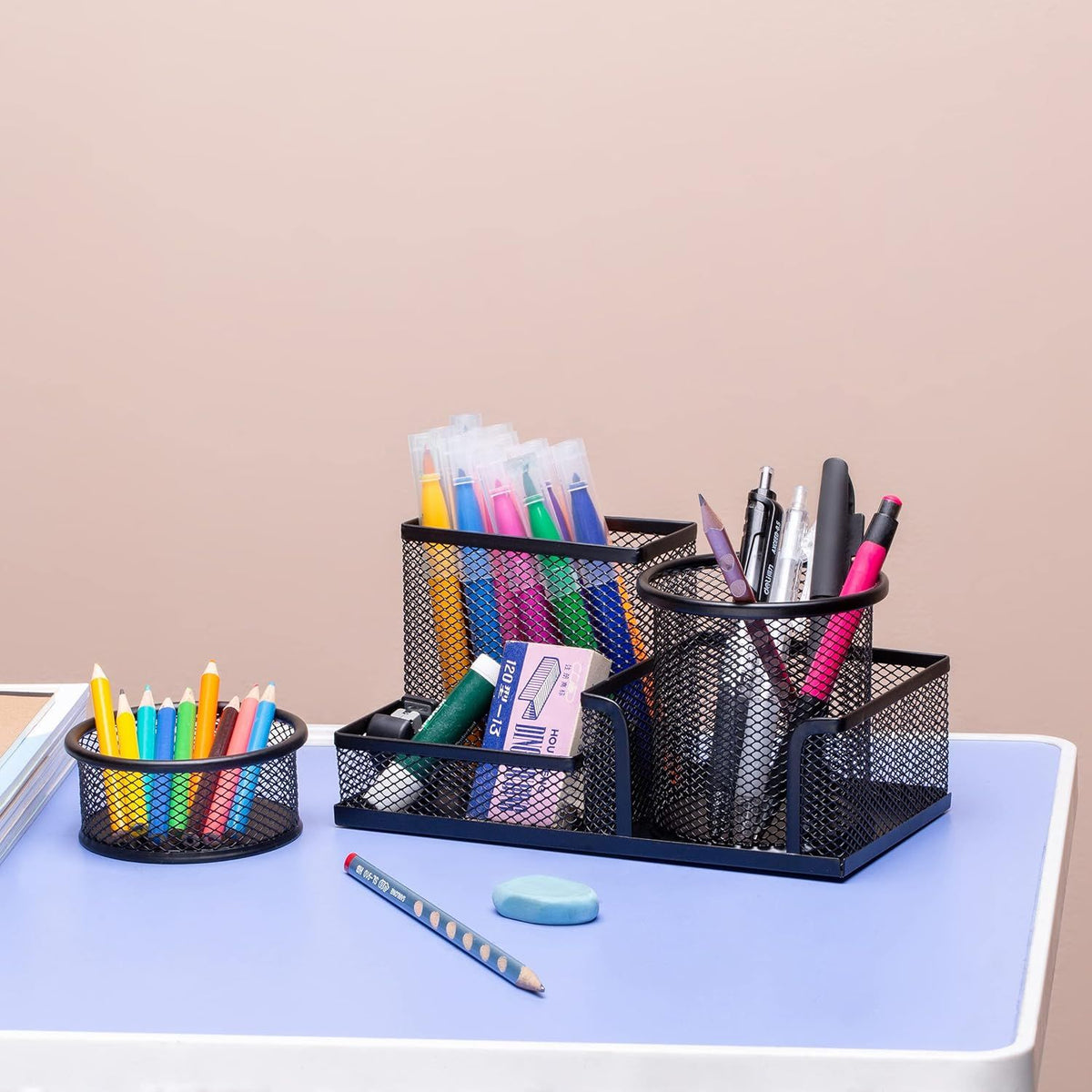 3-set Desk Organisers, Pen Holder For Stationeries & Pencils, Accessories