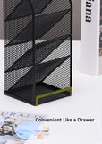 Modern Metal Mesh Pencil Holder, 5-Compartment Desk Organiser, Black Angled Pen Holder