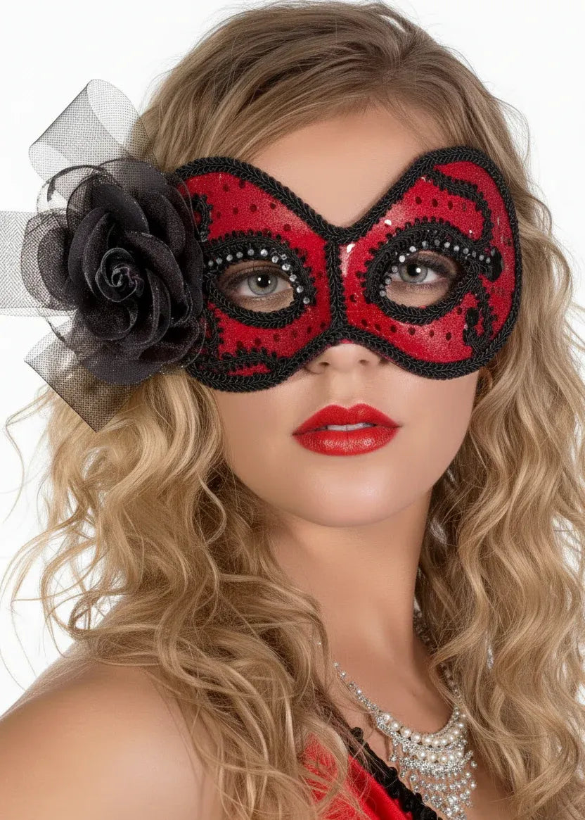 Glittering Senorita Red Masquerade Mask