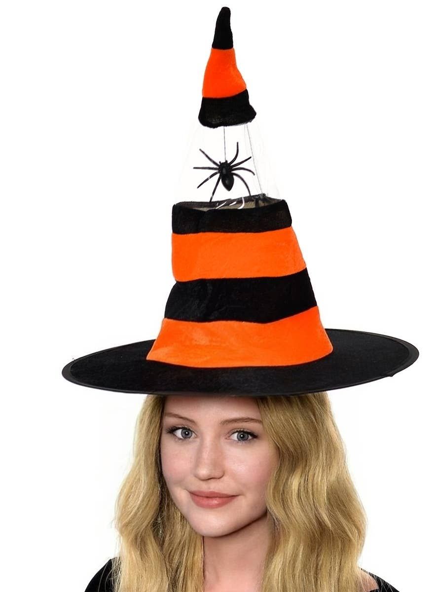 Spider Witch Orange Halloween Costume Hat