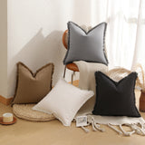 1 pc New Light Luxury modern Bohemian style pillowcase, fringed pillow cushion cover (brown)