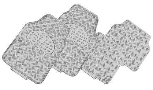 Automotive Decor: VENOM 4-Piece Car Mat - SILVER [Rubber/Aluminium Look]