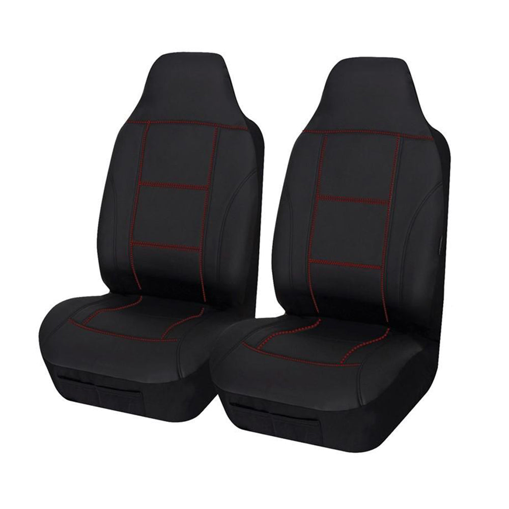 Duvet Covers: Universal Lavish Front Seat Covers Size 60/25 | Black/Red Stitching
