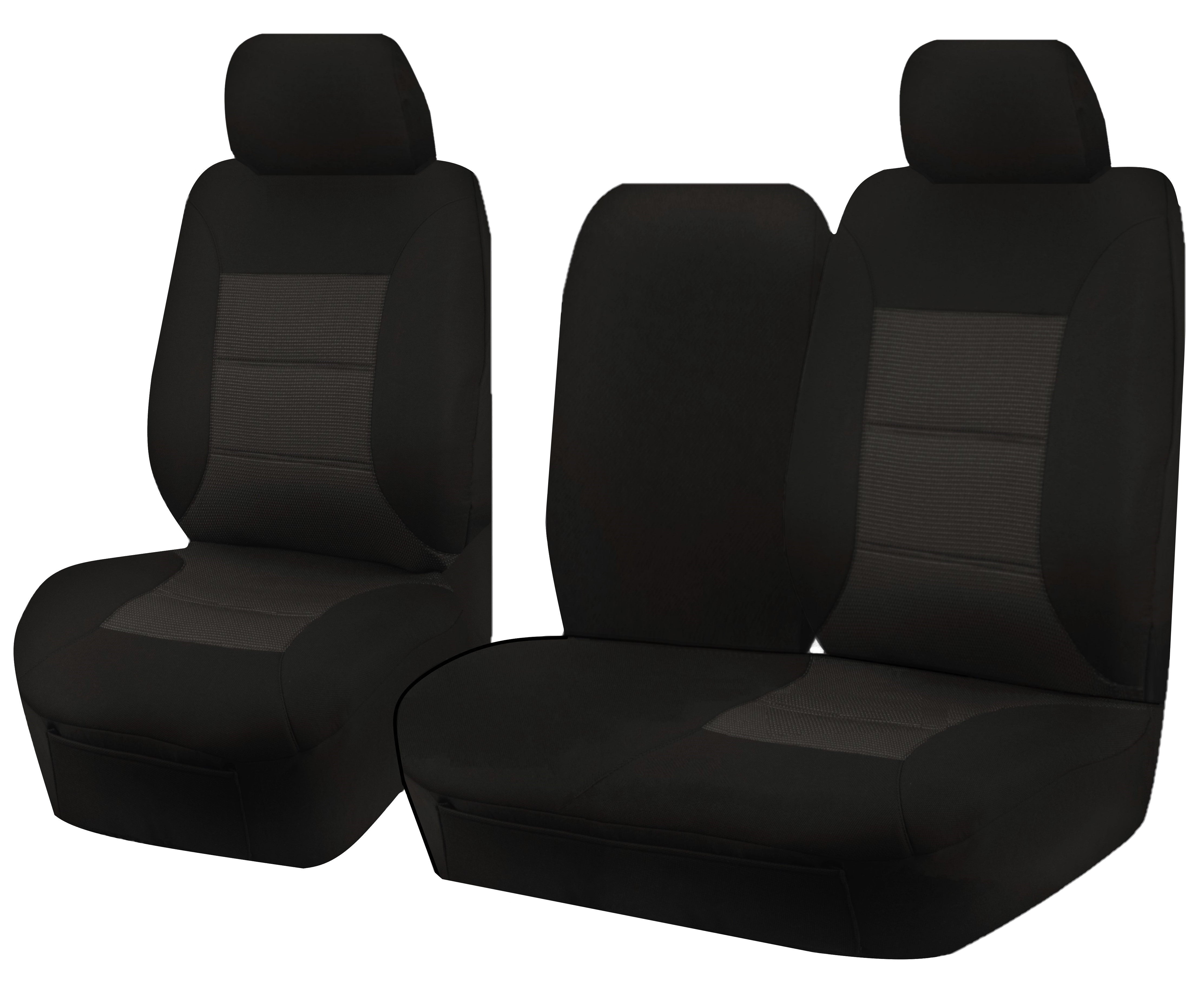 Automotive Parts: Seat Covers for TOYOTA LANDCRUISER 100 SERIES 1998 - 2015 STANDARD HZJ-FZJ105R FRONT BUCKET + _ BENCH WITH FOLD DOWN ARMREST/CUP HOLDER BLACK PREMIUM