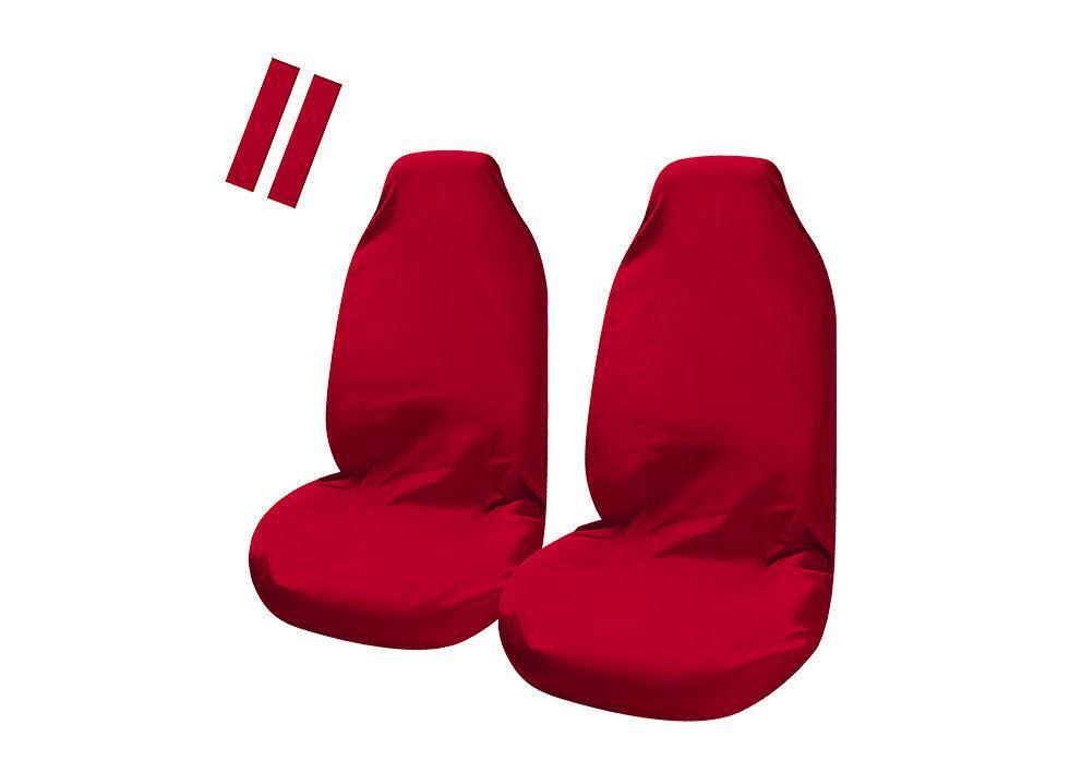 Automotive Parts: Universal Pulse Throwover Front Seat Covers - Bonus Seat Belt Buddies | Red