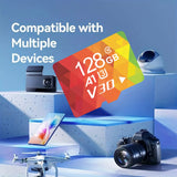 Memory Cards: 1PCS 128G Memory Cards, U3 A1 Class 10, Up To 100MB/s, Micro SD TF For Security Monitor/Full HD Video Recording/Tablet/Phone/ Surveillance Camera/Dash Camera/Car Speaker/Game Console