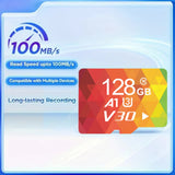 Memory Cards: 1PCS 128G Memory Cards, U3 A1 Class 10, Up To 100MB/s, Micro SD TF For Security Monitor/Full HD Video Recording/Tablet/Phone/ Surveillance Camera/Dash Camera/Car Speaker/Game Console