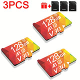 Memory Cards: 3PCS 128G Memory Cards, U3 A1 Class 10, Up To 100MB/s, Micro SD TF For Security Monitor/Full HD Video Recording/Tablet/Phone/ Surveillance Camera/Dash Camera/Car Speaker/Game Console