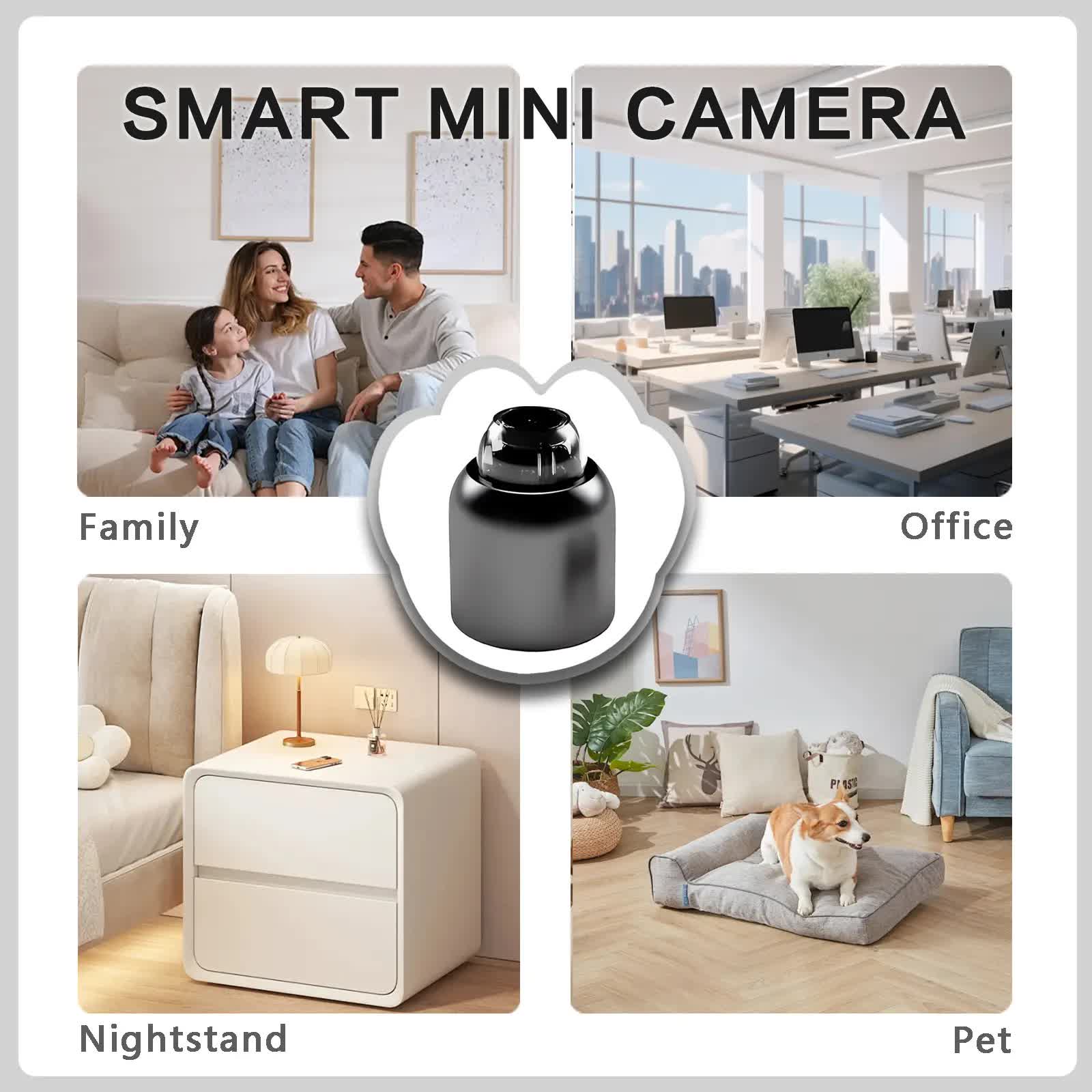 Wireless Surveillance Camera X5 6pcs – 2.4GHz WiFi, night vision, HD, 360 rotation, black. Home/office use, modern design, durable. Wireless, flexible installation, reliable monitoring. Clear imaging, all-around coverage for smart safeguarding