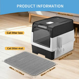 Huge Cat Litter Box Bundle with Free Litter Mat & Scoop,Drawer Type Enclosed Potty, Anti-Splashing Cat Toilet Cleaning Kit for Big Cats