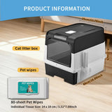 Huge Cat Litter Box Bundle with Free 80 Pet Wipes & Scoop, Drawer Type Enclosed Potty, Anti-Splashing Cat Toilet Kit for Big Cats