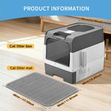 Huge Cat Litter Box Bundle with Free Litter Mat & Scoop,Drawer Type Enclosed Potty, Anti-Splashing Cat Toilet Cleaning Kit for Big Cats