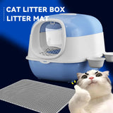 Large Cat Litter Box Set with Free Litter Mat & Scoop, Enclosed Front Entry Anti-Splashing Anti-Tracking Cat Toilet, Deodorant Cat Potty for Big Cats