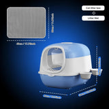 Large Cat Litter Box Set with Free Litter Mat & Scoop, Enclosed Front Entry Anti-Splashing Anti-Tracking Cat Toilet, Deodorant Cat Potty for Big Cats