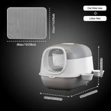 Large Cat Litter Box Set with Free Litter Mat & Scoop, Enclosed Front Entry Anti-Splashing Anti-Tracking Cat Toilet, Deodorant Cat Potty for Big Cats