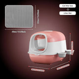 Large Cat Litter Box Set with Free Litter Mat & Scoop, Enclosed Front Entry Anti-Splashing Anti-Tracking Cat Toilet, Deodorant Cat Potty for Big Cats