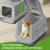 Extra Large Hooded Cat Litter Box，Top Entry Enclosed Potty with Deep Drawer, Anti-Splashing Cat Toilet Loo for Big Cats