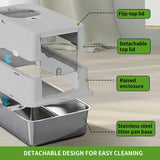 Extra Large Hooded Cat Litter Box，Top Entry Enclosed Potty with Deep Drawer, Anti-Splashing Cat Toilet Loo for Big Cats