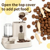 2-in-1 Automatic Pet Feeder Water Dispenser, Large Capacity Cat Dog Food Bowl with Auto Refill, Anti-clog Dry Wet Separation Pet Feeding Station + Free Pet Wipes