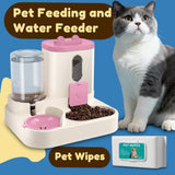 2-in-1 Automatic Pet Feeder Water Dispenser, Large Capacity Cat Dog Food Bowl with Auto Refill, Anti-clog Dry Wet Separation Pet Feeding Station + Free Pet Wipes