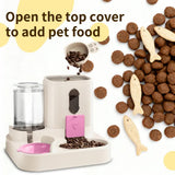 2-in-1 Automatic Pet Feeder Water Dispenser, Large Capacity Cat Dog Food Bowl with Auto Refill, Anti-clog Dry Wet Separation Pet Feeding Station + Free Pet Wipes