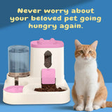 2-in-1 Automatic Pet Feeder Water Dispenser, Large Capacity Cat Dog Food Bowl with Auto Refill, Anti-clog Dry Wet Separation Pet Feeding Station + Free Pet Wipes