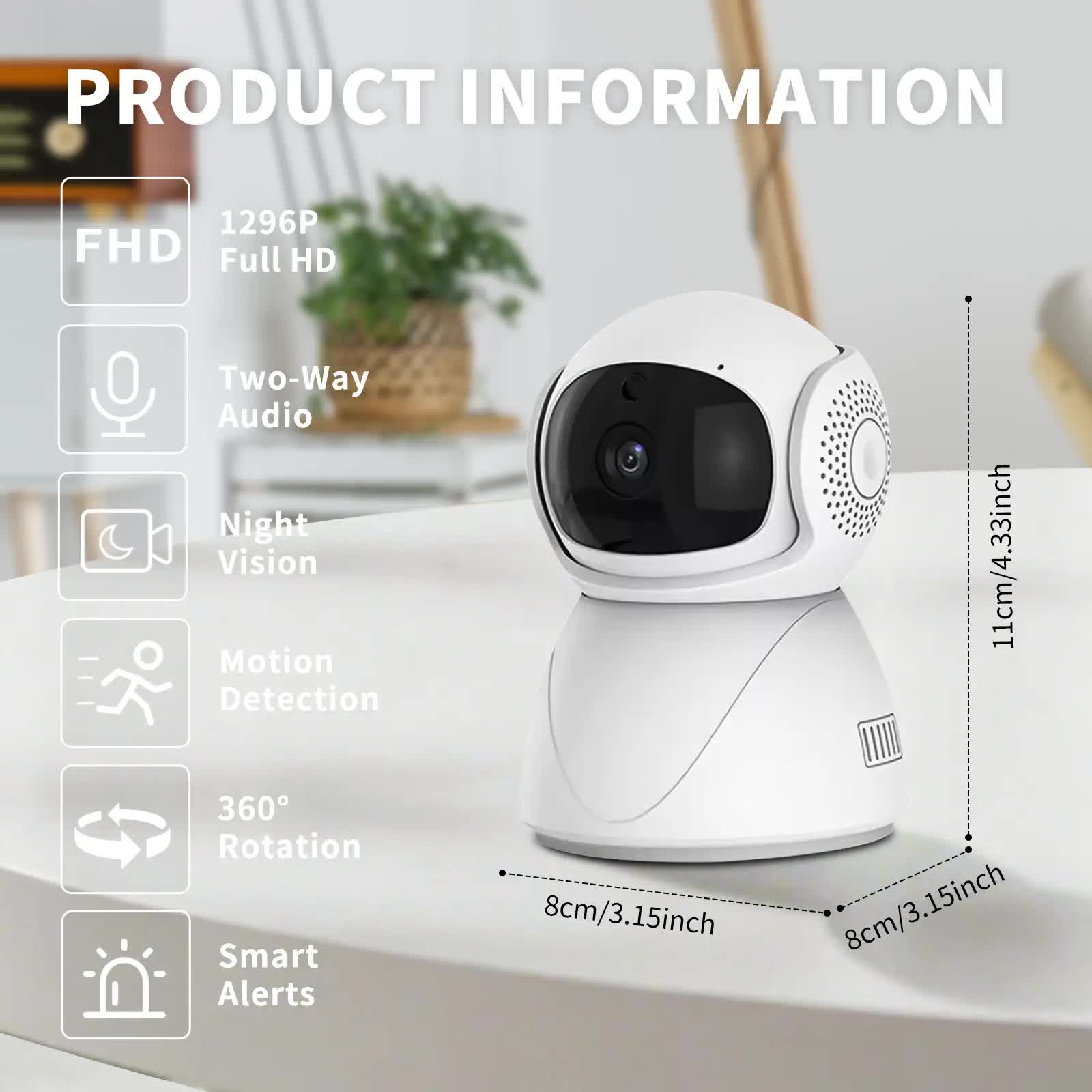 3MP dual lens security camera, suitable for home indoor and outdoor use, full-color high-definition night time, live alarm, 2-channel audio, supports 5G&2.4G WiFi, remote control through mobile app, ideal for home security and pet monitoring