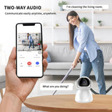 3MP dual lens security camera, suitable for home indoor and outdoor use, full-color high-definition night time, live alarm, 2-channel audio, supports 5G&2.4G WiFi, remote control through mobile app, ideal for home security and pet monitoring